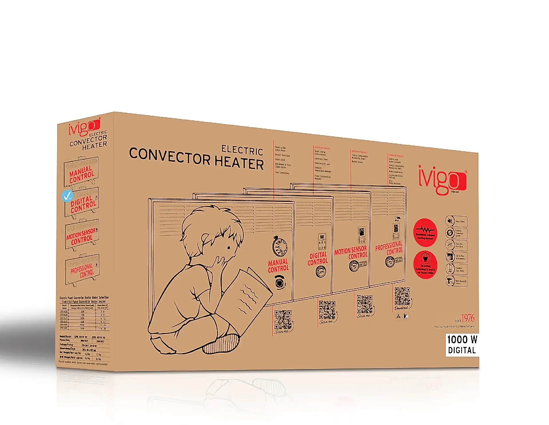 İVİGO EPK 1000 Watt Dijital Konvektör Isıtıcı Yeşil