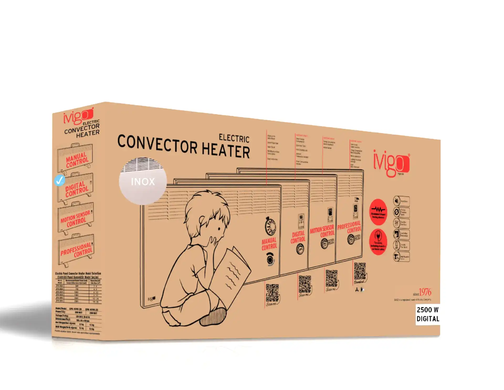 İVİGO EPK 2500 Watt Dijital Konvektör Isıtıcı Siyah