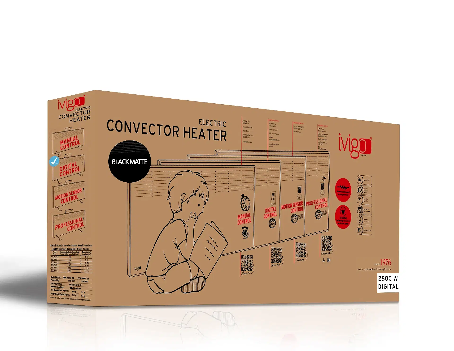 İVİGO EPK 2500 Watt Dijital Konvektör Isıtıcı İnoks