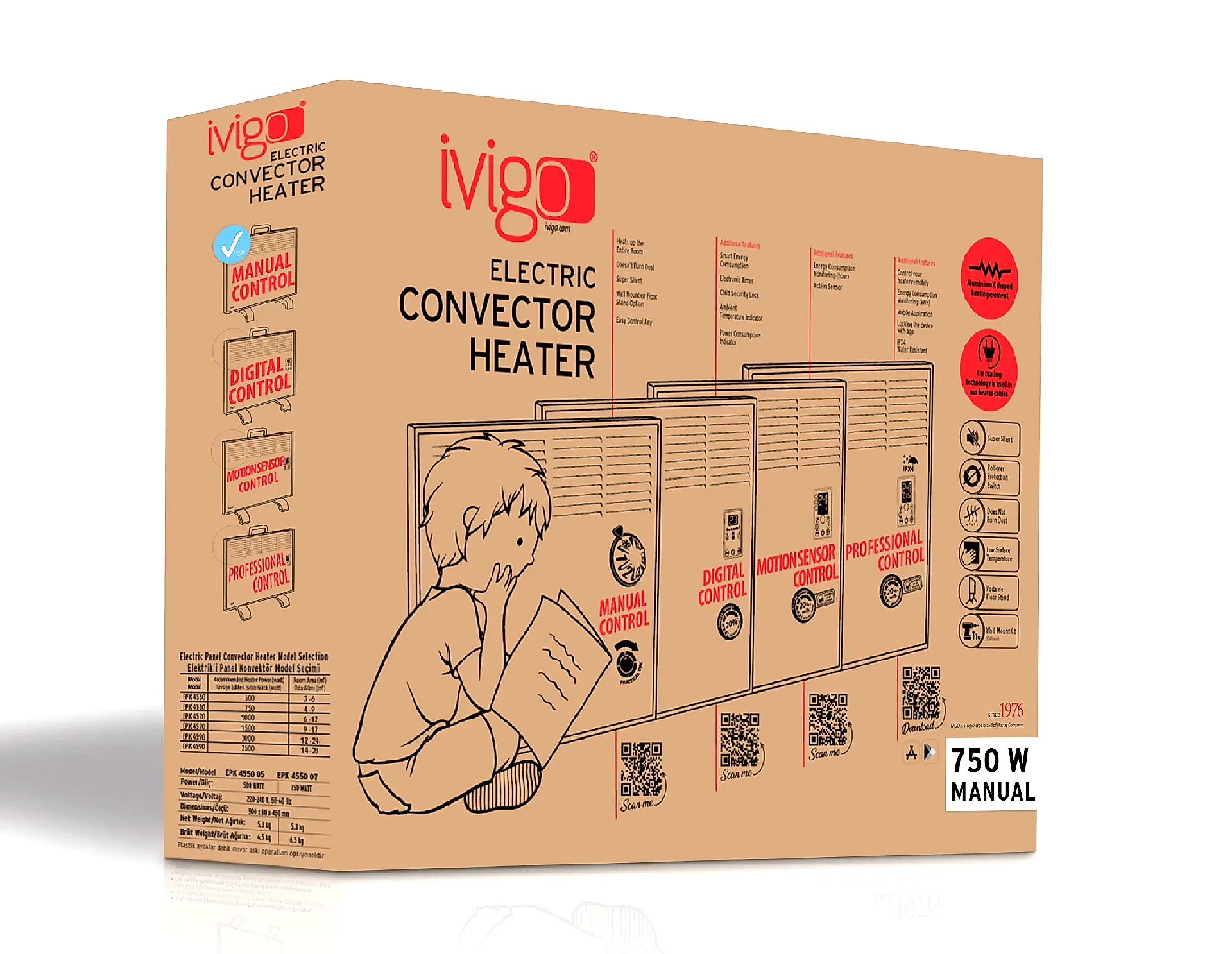 İVİGO EPK 2500 Watt Manuel Konvektör Isıtıcı