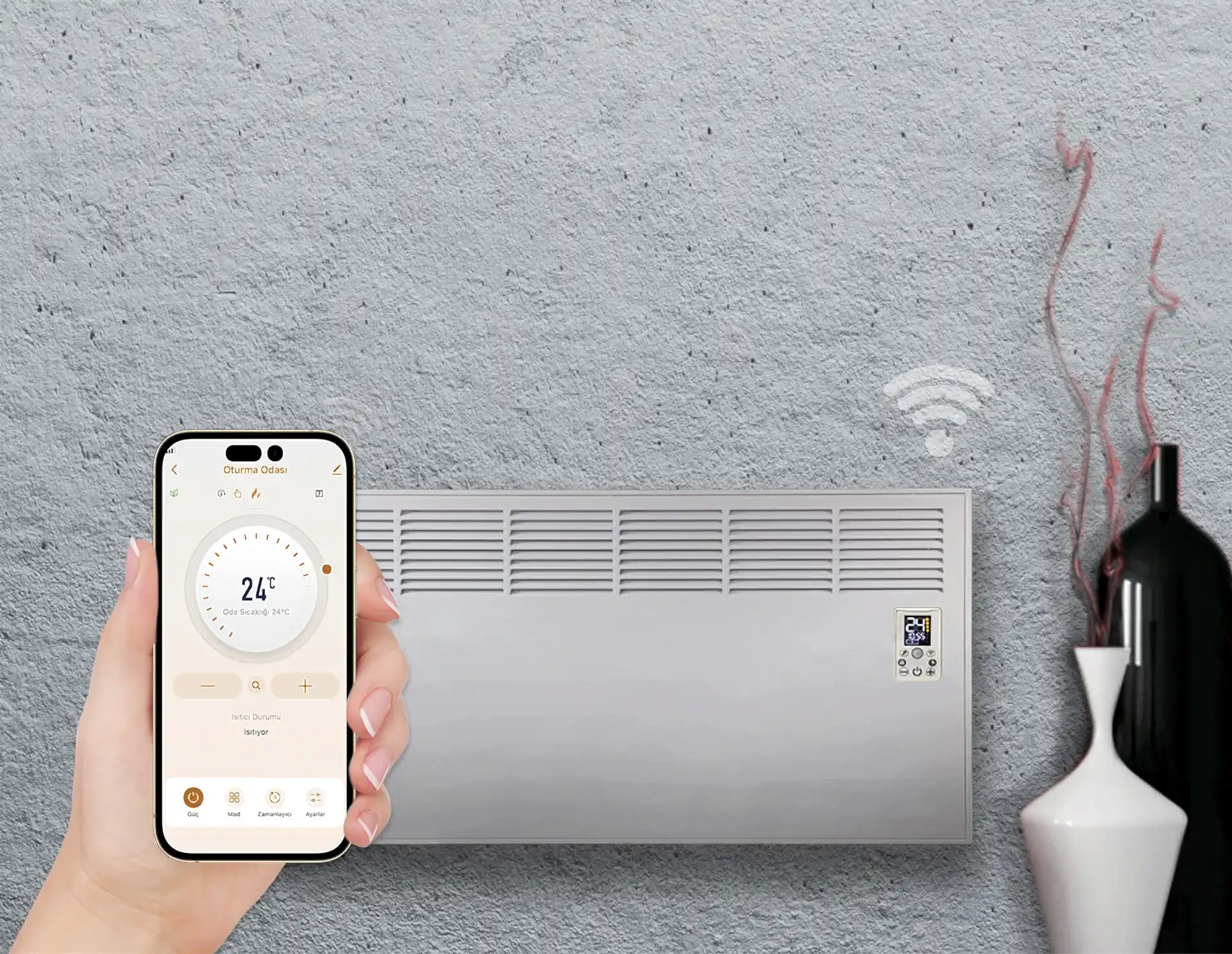 İVİGO EPK 2500 Watt Profesyonel Wi-Fi Konvektör Isıtıcı Beyaz Ayak + Askılı
